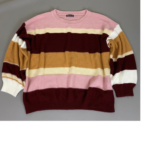 SHEIN CURVE Sweaters - SHEIN CURVE Sweater Plus Women's Size 3XL Multicolored Striped Knit Soft Cozy